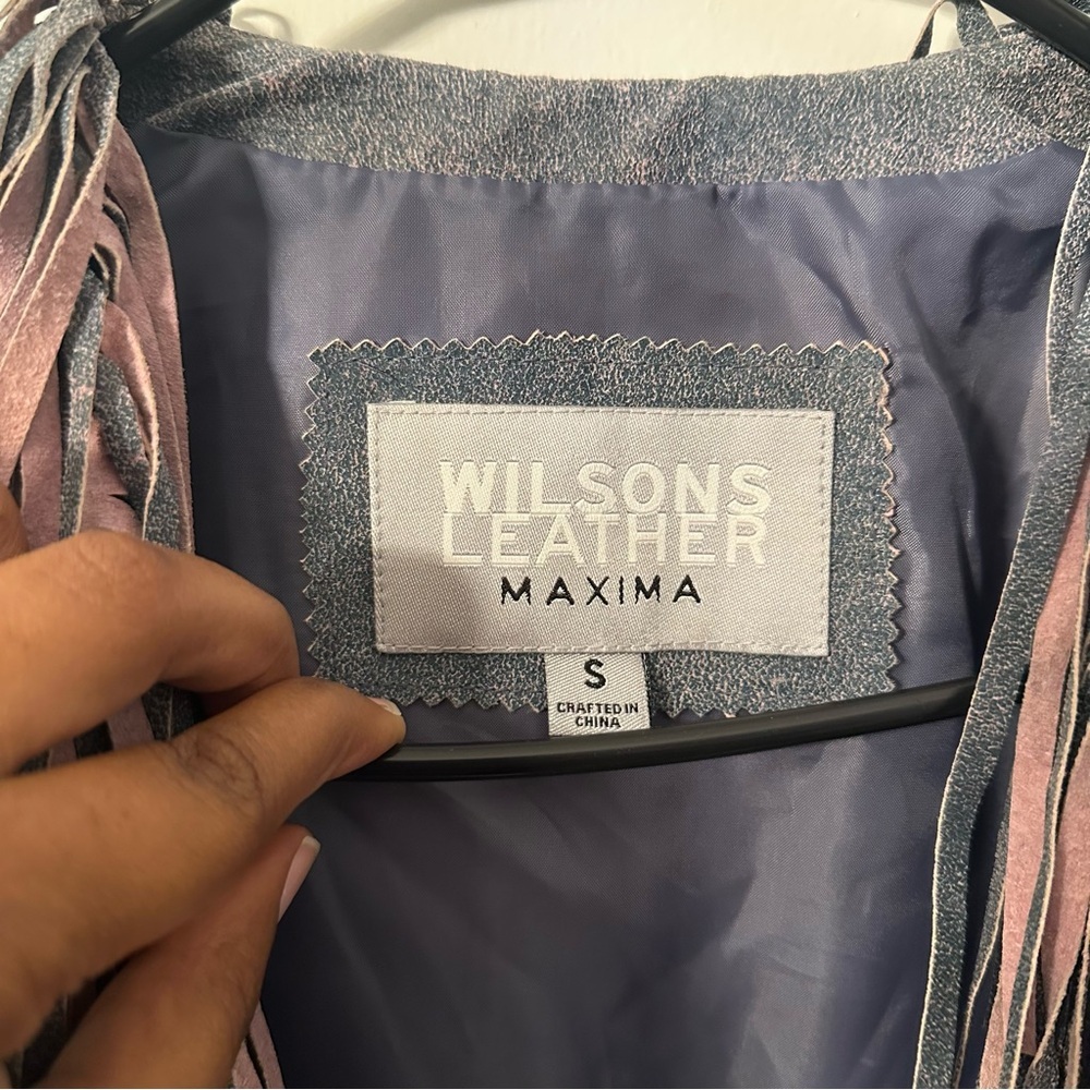 Wilsons Leather Gray Fringe Jacket - Picture 6 of 15
